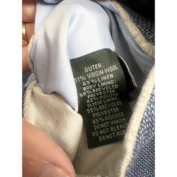 Rodd & Gunn Size XL Sports Fit Blue Hopsack Linen Wool Italy Solbiati Blazer - Picture 9 of 11